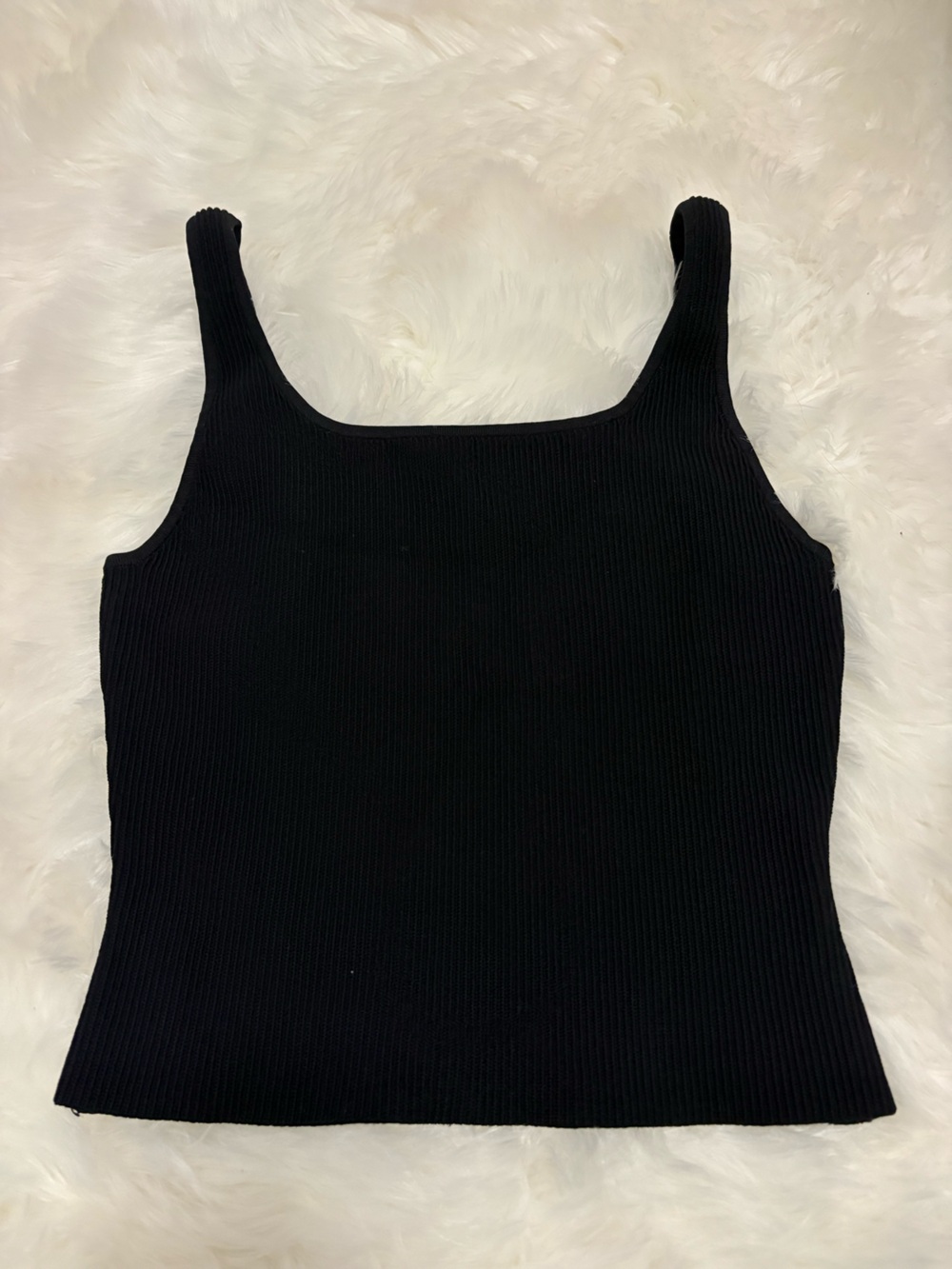 Babaton Black Ribbed Square-Neck Tank